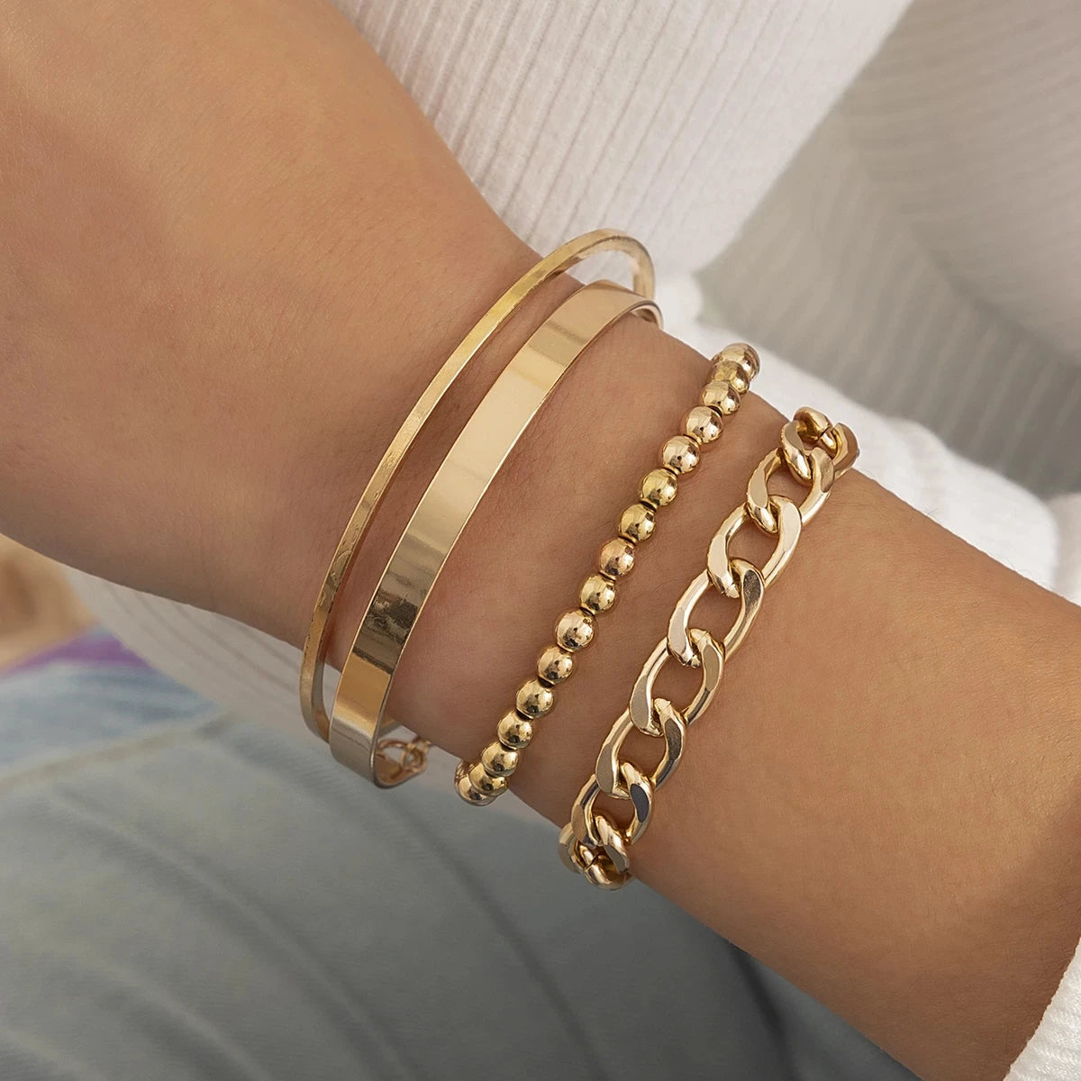 Bracelete de Ouro Luxo Use Lacis Gold Set 6 