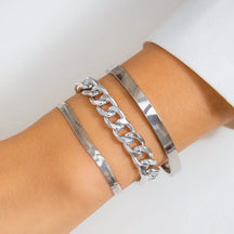 Bracelete Ouro Conjunto 3 Peças Use Lacis Silver Color 