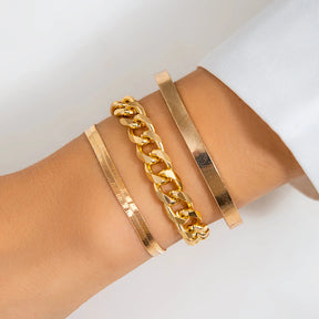 Bracelete Ouro Conjunto 3 Peças Use Lacis Gold Color 