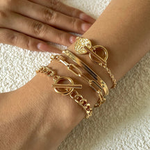 Bracelete de Ouro Luxo Use Lacis Gold Set 5 