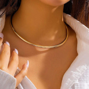 Colar Chocker Foleado a Ouro 18k G4 Colar04 LACIS JOIAS 