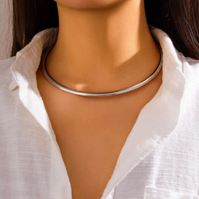 Colar Chocker Foleado a Ouro 18k G4 Colar04 LACIS JOIAS Prata 